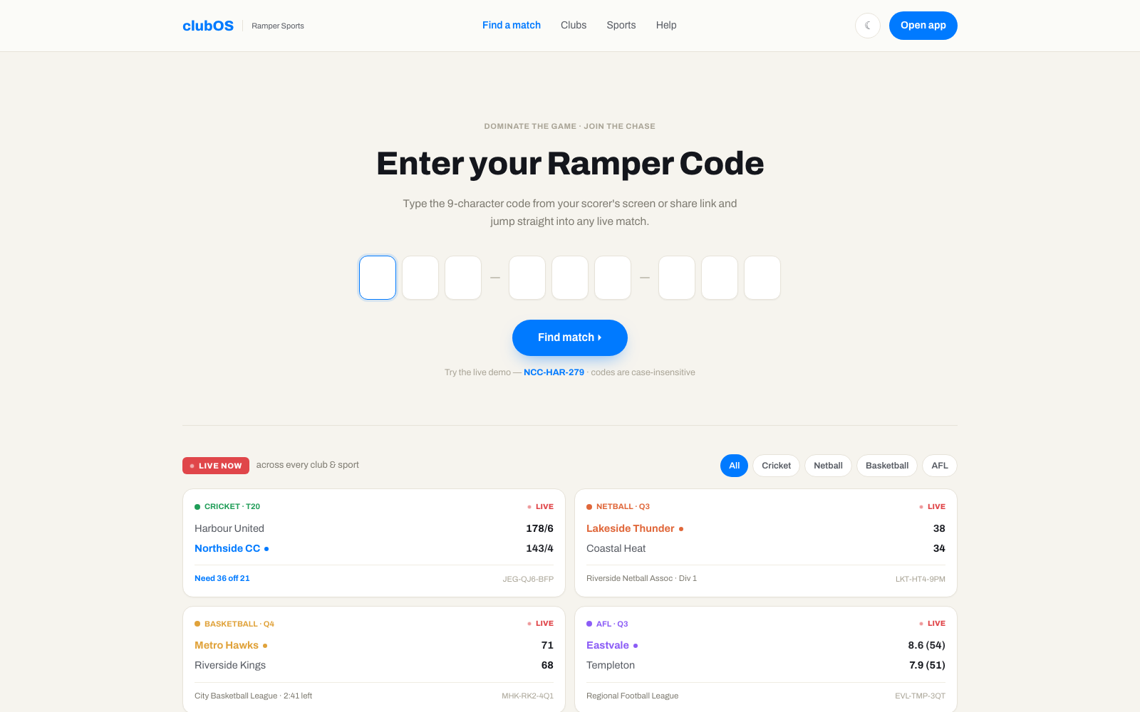 Ramper live scoreboard